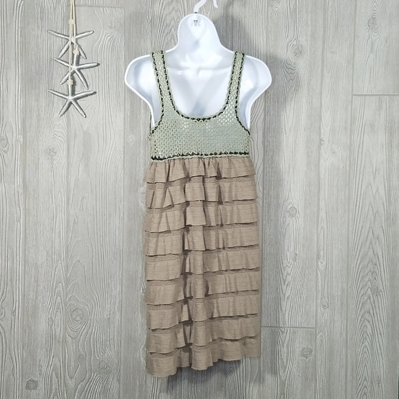 Moon River Dress Large Crocheted Boho Ruffle Summer Tiered Sleeveless - Picture 9 of 10